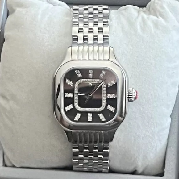 Michele Meggie Diamond Silver Stainless Steel Watch New $1595 - Picture 5 of 15